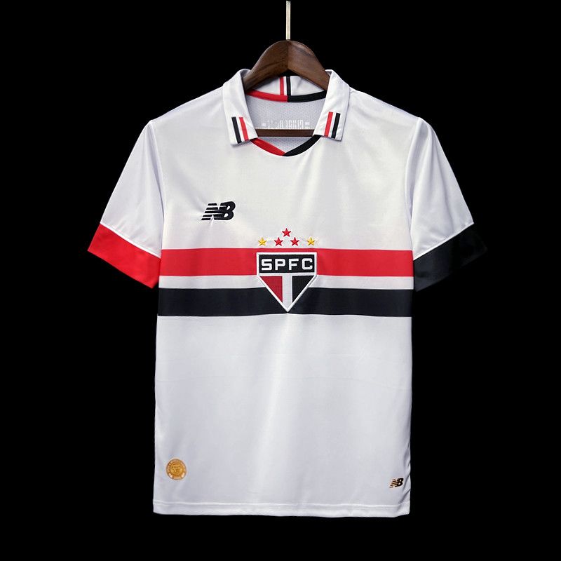 Camisa São Paulo I 24/25 s/n° Torcedor New Balance Masculina -  Branco+Vermelho